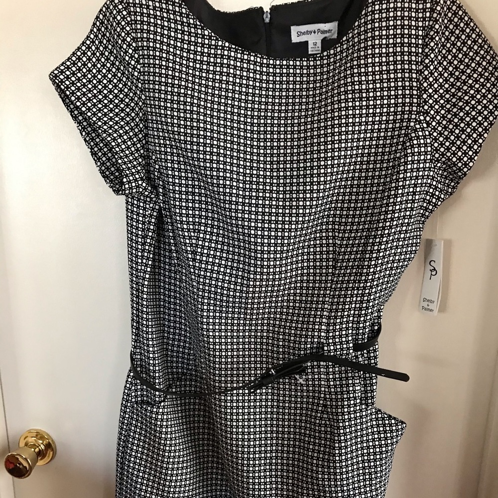 Black & white check dress with belt